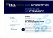 Certificate of attendance «EASL Clinical School of Hepatology Course 24 — Liver cirrhosis and complications»