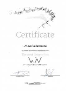 Certificate of WIN course completion «The next Generation»