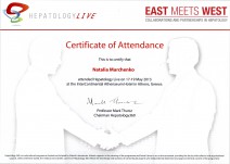 Certificate of Attendance «Hepatology Live 2013»