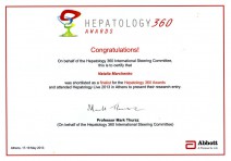 Hepatology 360 awards certificate