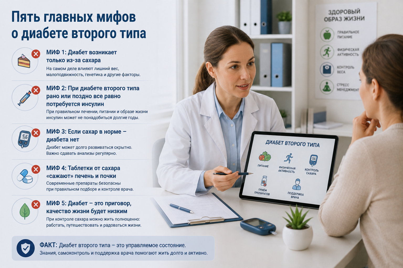 Пять главных мифов о диабете второго типа Пять главных мифов о диабете второго типа