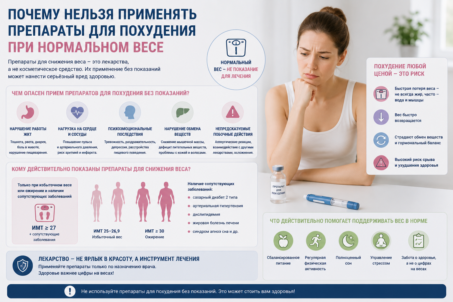 Почему нельзя применять препараты для похудения при нормальном весе